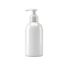 A white plastic pump bottle on transparent background for cosmetic products
