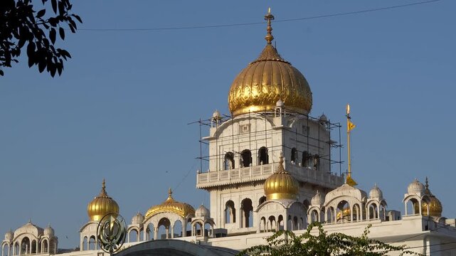 Bangla Sahib Gurudwara with Golden Dome Captured in Cinematic Style, Delhi
