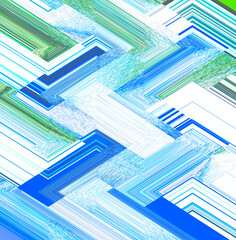 Illustration Rain Water Straight Lines Effect Green Blue White Blocks Background.