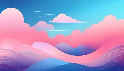 pink blue gradient clouds waves abstract background presentation backdrop slides kawaii cute japan ai generated