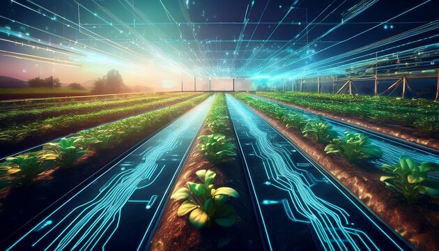 futuristic smart farming with digital agro technology generative ai