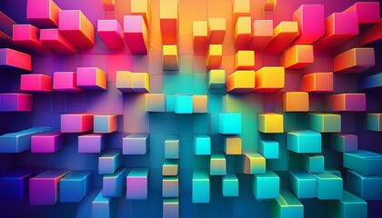 colorful abstract 3d cubes on gradient background