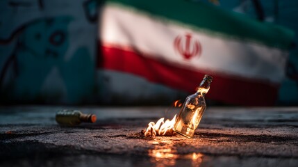 Iranian Protest Symbolism Firelight Reflects Tense Political Atmosphere Editorial Stock Photo