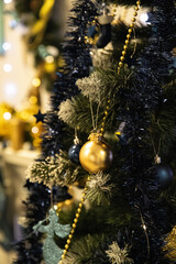 New Year's Christmas scene in a photo studio, Christmas tree, New Year's toys, New Year's decorations © VideofotKA