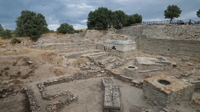 Ancient City of Troy. Canakkale city. Travel to T&uuml;rkiye - 4k video 