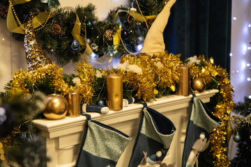 New Year's Christmas scene in a photo studio, Christmas tree, New Year's toys, New Year's decorations © VideofotKA