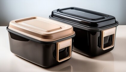 stylish insulated storage containers in black and beige for versatile cool storage solutions