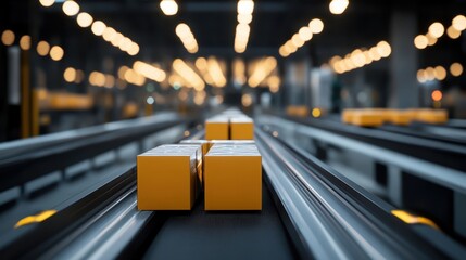 Automated conveyor belt transporting sealed boxes in an industrial facility
