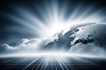 Earth viewed from space with light and clouds