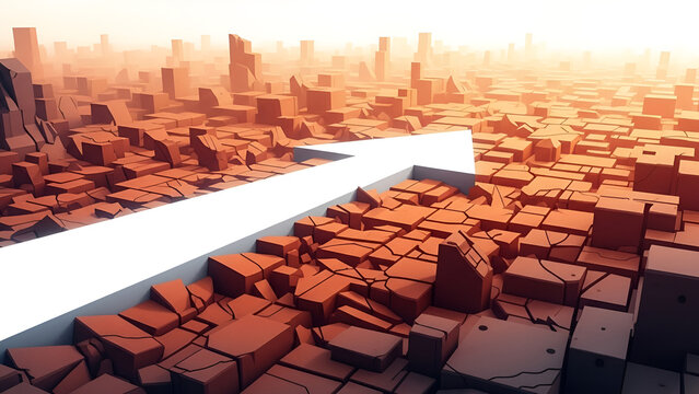 Geopolitical landscape shows progression through economic instability within a war torn cityscape suggesting direction financial consequences