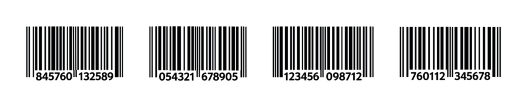 Barcode vector icons set with scanning symbols and unique code designs