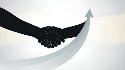 Handshake facilitates growth within market landscape showcasing economic uptrend