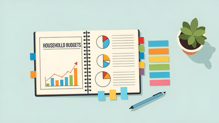 Household budgets analyzed reveal economic growth trend displayed within office planning