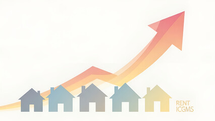 Housing values soar exponentially reflecting real estate market growth on a white background.