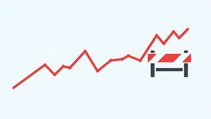 Rising inflation line blocks markets during geopolitical instability on white background impacting investments