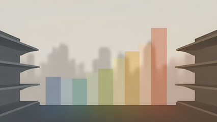 Stock graph rises past shelves depicting economic inflation risk