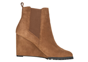Stylish brown suede wedge boot profile