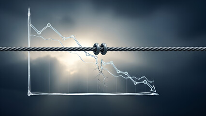 Stockmarket downturn breaks on wire reflecting financial stress under geopolitical risk on background