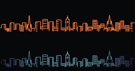 Edinburgh Neon Style Simple Skyline on Dark Background