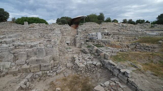 Ancient City of Troy. Canakkale city. Travel to T&uuml;rkiye - 4k video 