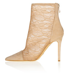 Elegant Beige Lace Womans Ankle Boot