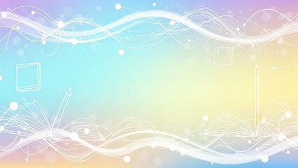 Vibrant educational background with swirling lines and icons