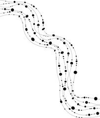 Zigzag line moves diagonally with wave bends and dot spacing that tracks directional change.