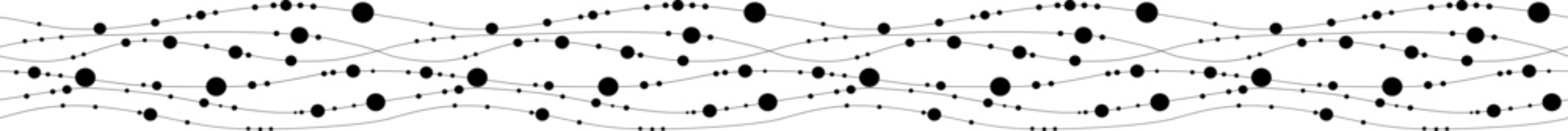 Solitary line advances across space with dot markers that establish sequence.