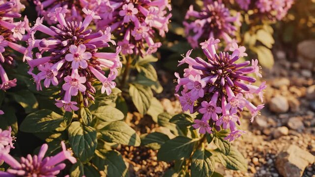 Close Up of Pink and Purple Pentas Flowers Blooming in Garden