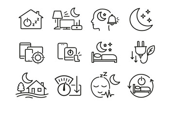 Focus rest reset clarity discipline moon vector home icon appliance cue icons