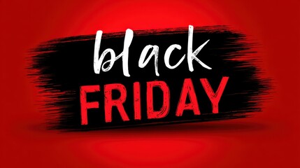 paint brush stroke text "black friday" on a red background
