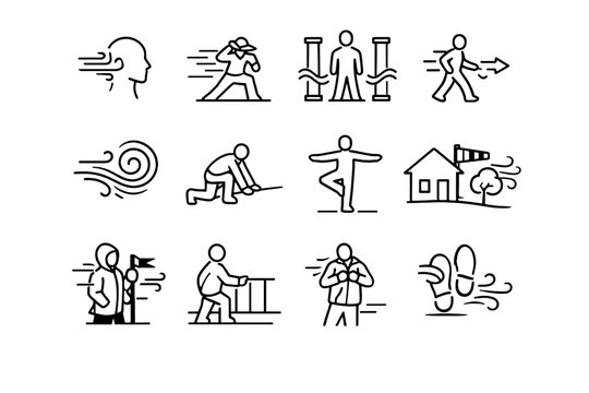 Calm swirl vector wind readiness gust stability icon balance minimalist clarity weather