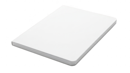 Minimalist white notebook isolated on transparent background