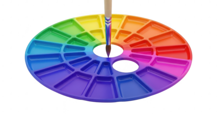Color wheel with brush isolated on transparent background