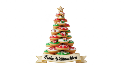 Donut christmas tree isolated on transparent background