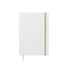 Fototapeta premium White notebook with gold spine isolated on transparent background