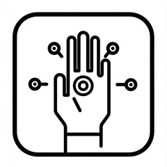 A hand icon outlined, surrounded by target-like icons