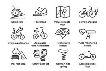 Vector spring adaptive maintenance cycle monitoring inclusive handle ride accessible icon cycling