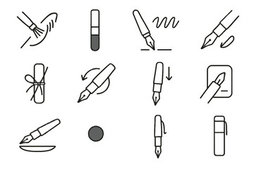 Icon pen vector minimalist daily pattern gentle brush upright care usage cleaning