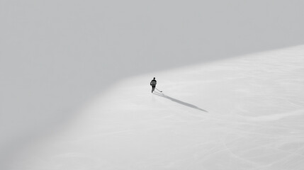 Skier Professional Skiing Down Empty Mountain