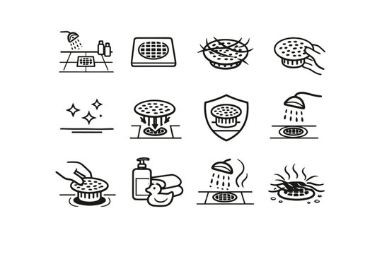 Hair interior drain baseline everyday vector overview bathroom clean calm icon