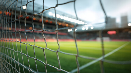 Soccer Professional Stadium with a Focus on the Netting