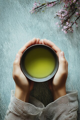 Hands holding a cup of tea