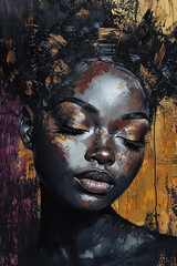 Panting of a young woman