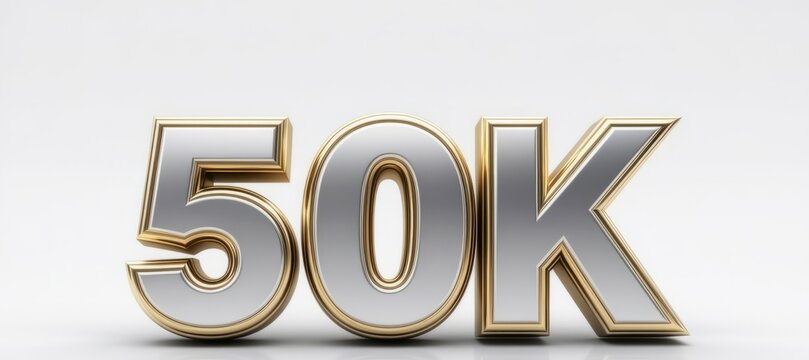 shiny metallic 50k milestone number in gold and silver