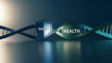 DNA Helix Shield of Safety and Health Protection Concept.
