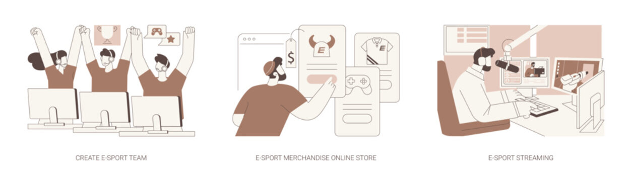 E-sport business isolated cartoon vector illustrations se