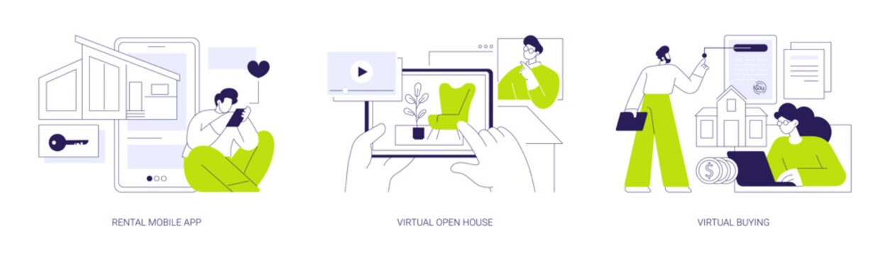 Real estate online services isolated cartoon vector illustrations se