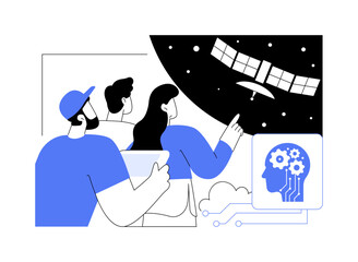 AI-Driven Satellite Constellation Maintenance abstract concept vector illustration.