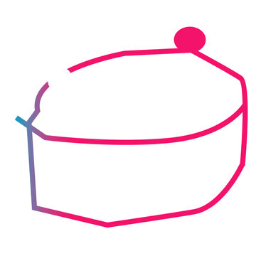 A minimalist line-art icon of a traditional Southeast Asian Muslim cap peci featuring a gradient outline vector